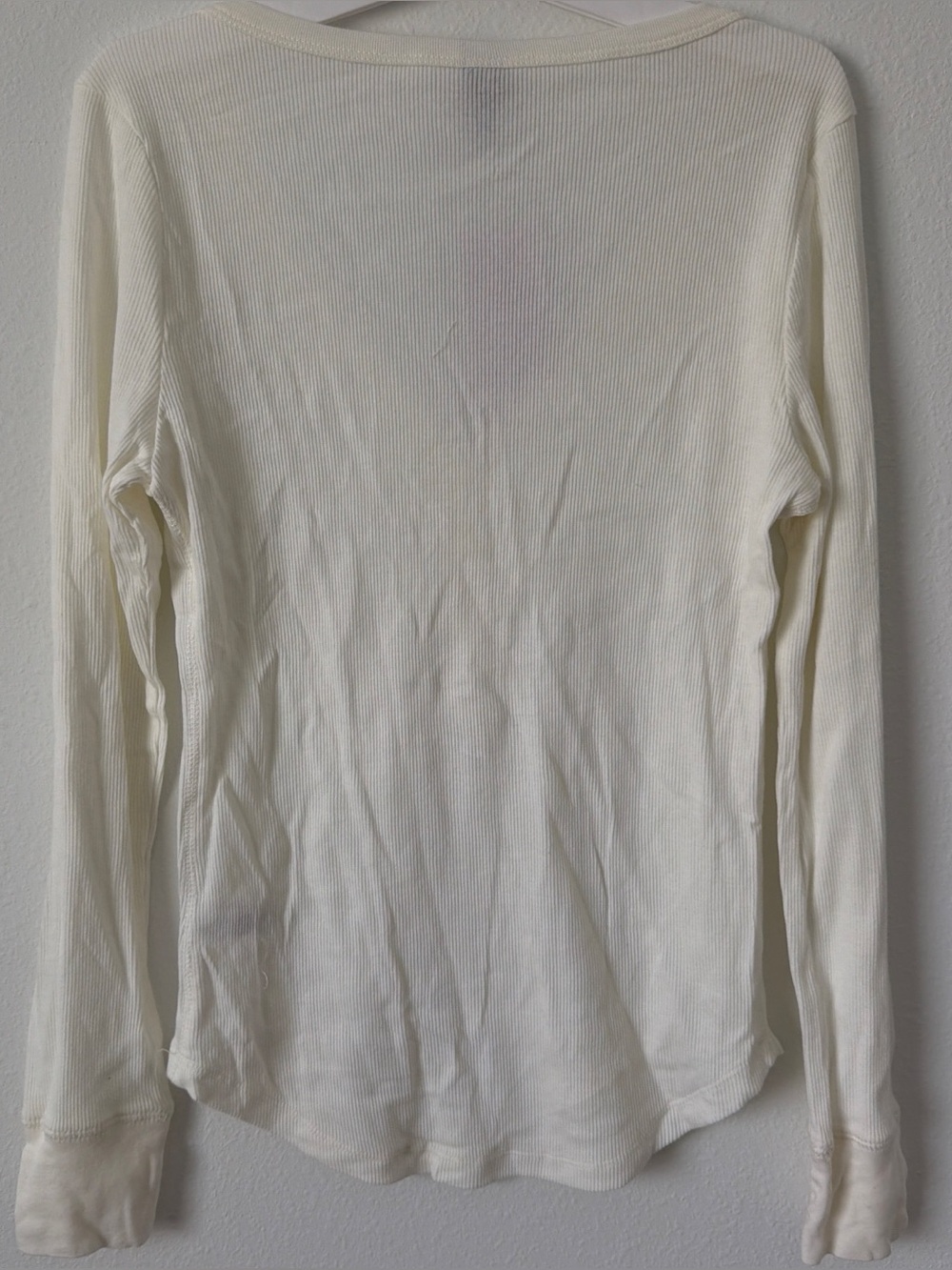 Wild Fable Cream Ribbed Long Sleeve Top - Picture 3 of 4